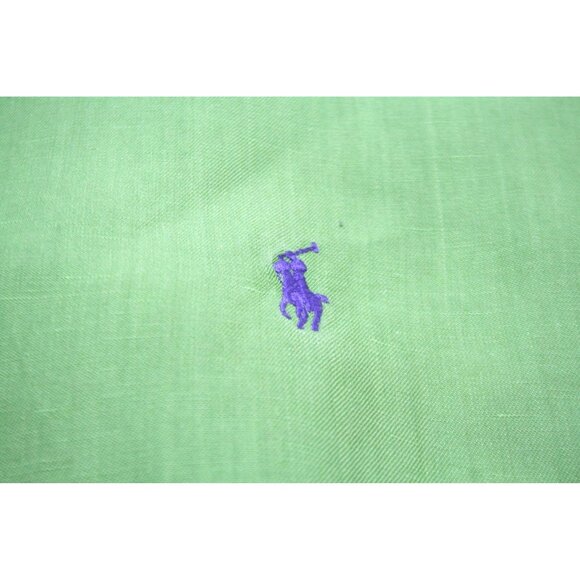 Ralph Lauren Mens XL Linen Silk Short Sleeve Button Down Shirt Lime Green Preppy - Picture 3 of 6